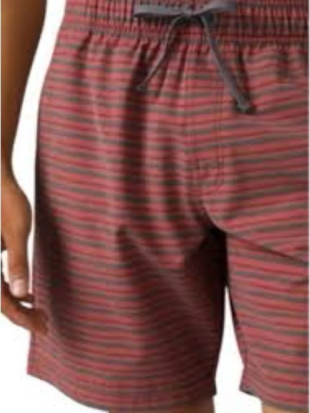 Prana Men's Red & Charcoal Striped Swim Board Shorts